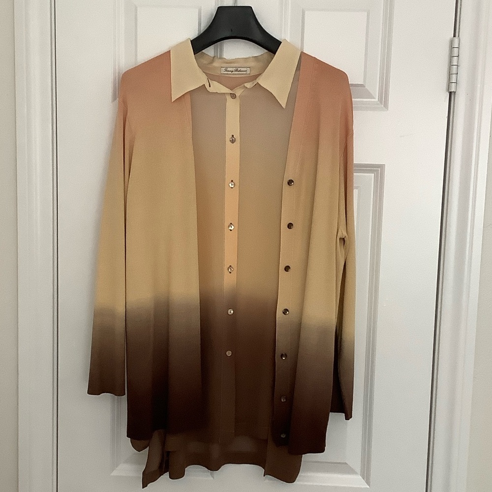 Tommy Bahama Gradient Brown and Tan Shirt And Cardigan